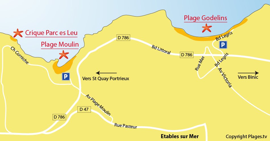 Plan des plages à Etables sur Mer