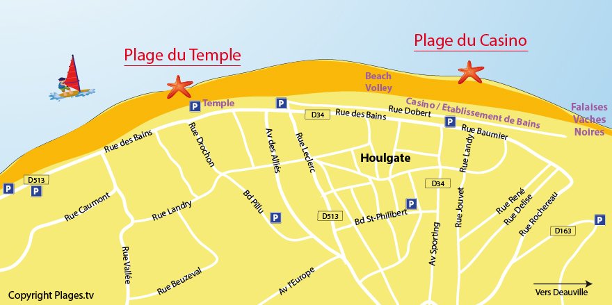 Carte des plages à Houlgate