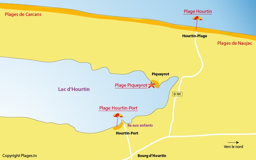 Plan des plages d'Hourtin