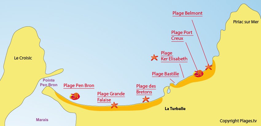 Plan des plages de La Turballe