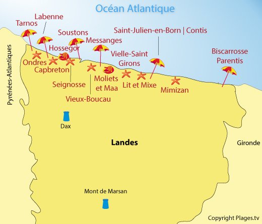 Carte des stations des Landes