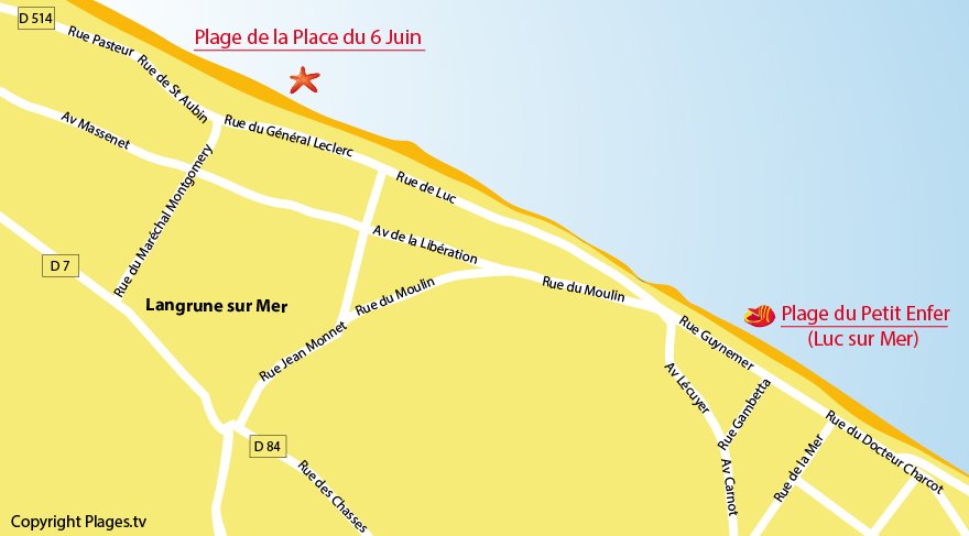 Carte des plages de Langrune sur Mer