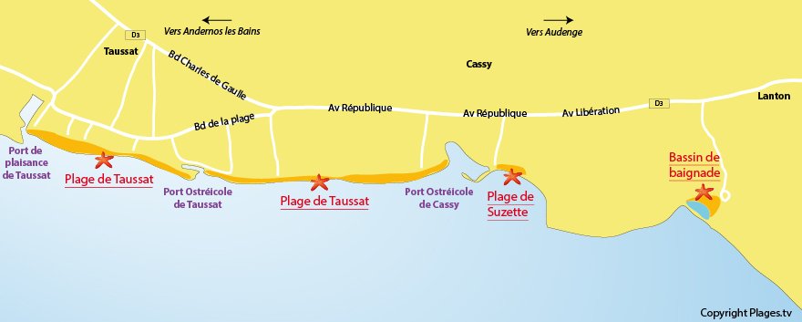 Plan des plages de Lanton