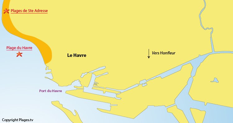 Carte des plages du Havre