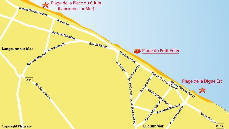 Carte des plages au Luc sur Mer