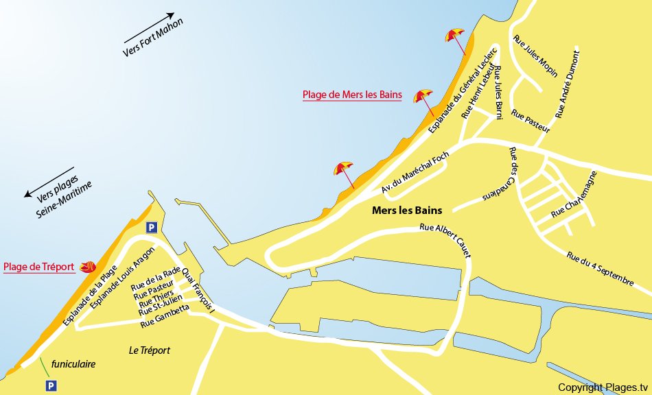 Plan des plages de Mers les Bains (Somme)