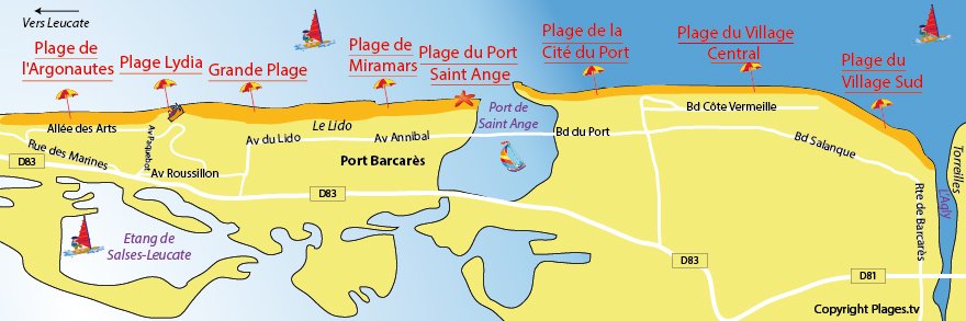 Carte des plages de Port Barcarès