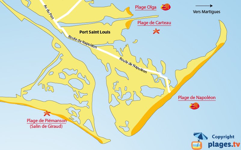 Carte des plages de Port Saint Louis