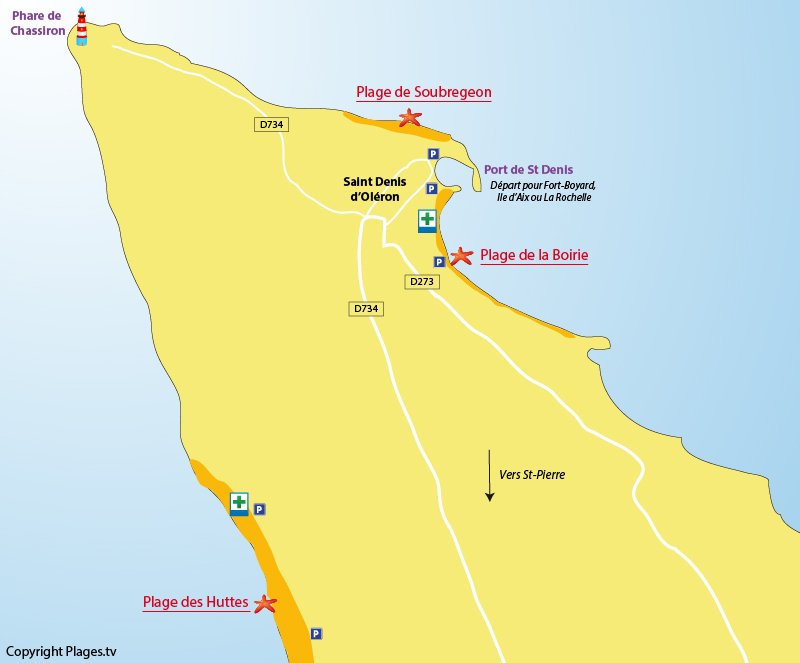 Carte des plages de St Denis d'Oléron