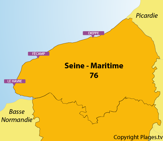 Map of the beaches in Upper Normandy in France