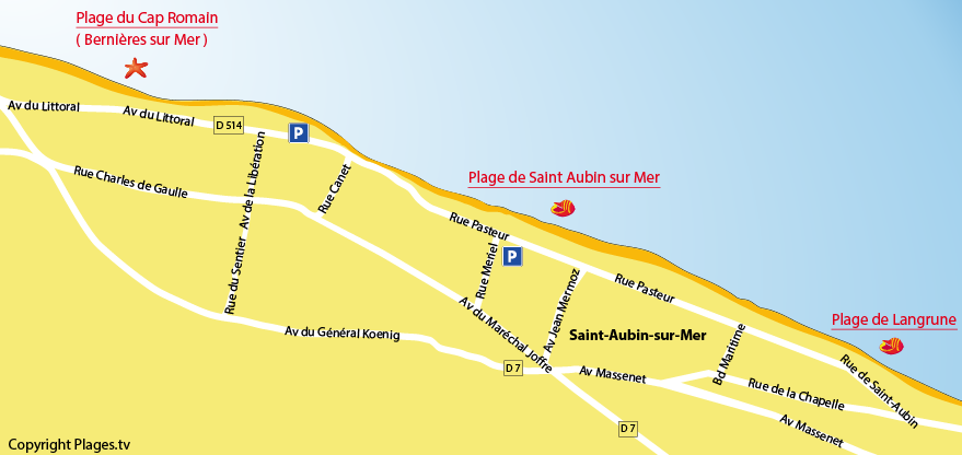 Plan des plages à Saint Aubin (Calvados)