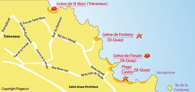 Carte des plages de Tréveneuc