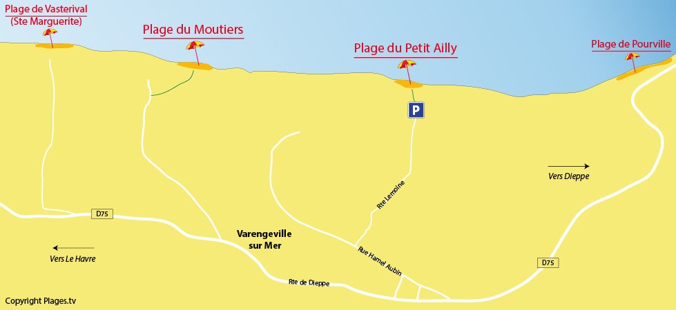 Plan des plages de Varengeville sur Mer