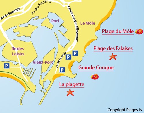 Mappa della Plagette del Cap d'Agde