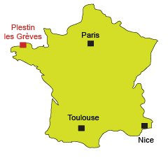 Localisation de Plestin les Grèves en Bretagne