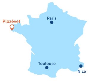 Localisation de Plozévet dans le Finistère - Bretagne