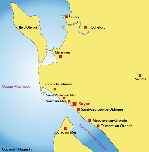 Map of points of interest around Royan - France