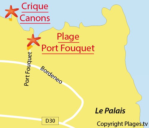 Carte de la plage de Port Fouquet à Belle Ile en Mer