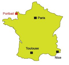 Map of Portbail in the English Channel in France