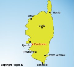 Location of Porticcio in Corsica