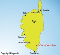 Location of Porto Vecchio in Corsica