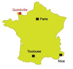 Localisation de Quinéville en Normandie (Cotentin)