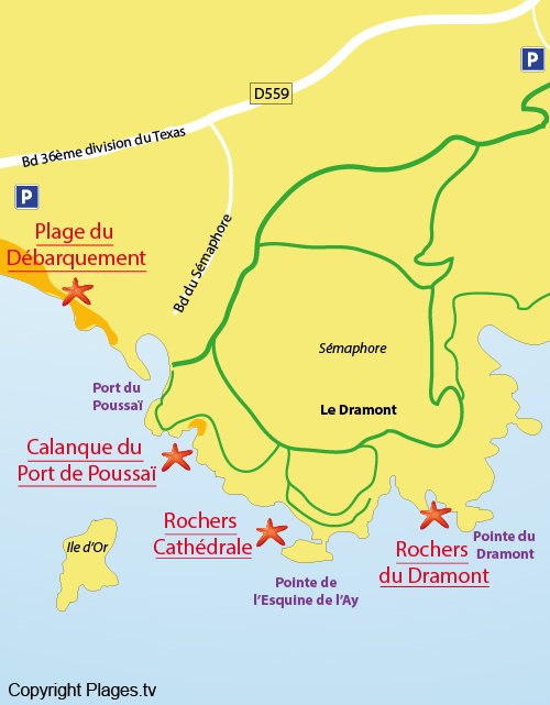 Carte des rochers du Dramont (cathédrale) - St Raphael