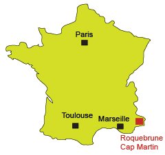 Location of Roquebrune Cap Martin in France