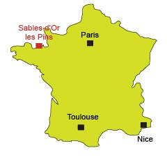 Location of Sables d'Or les Pins in France