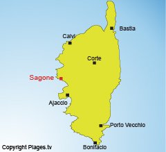 Location of Sagone in Corsica