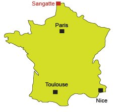 Localisation de Sangatte dans le Nord de la France