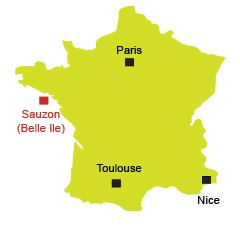 Localisation de Sauzon en Bretagne