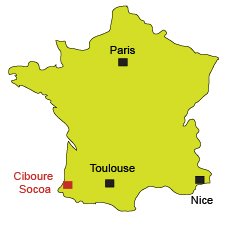 Location of Ciboure and Socoa in France