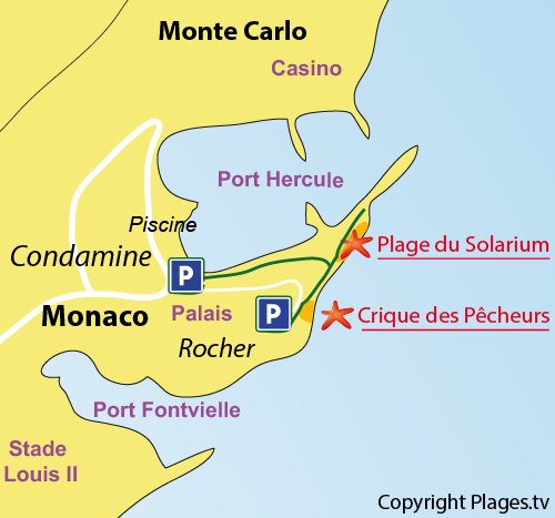 Map of the Solarium beach in Monaco