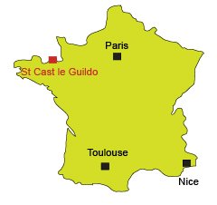 Location of St Cast le Guildo in Brittany