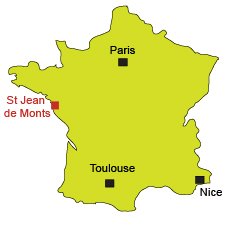 Location of St Jean de Monts in Vendée in France