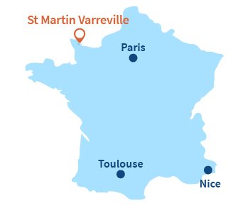 Localisation de St Martin Varreville en Normandie