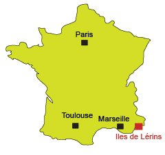 Location of Ste Marguerite island - Iles de Lérins