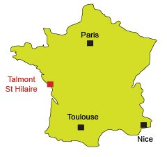 Map of Talmont St Hilaire in France