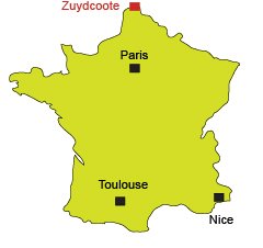 Location of Zuydcoote in North of France