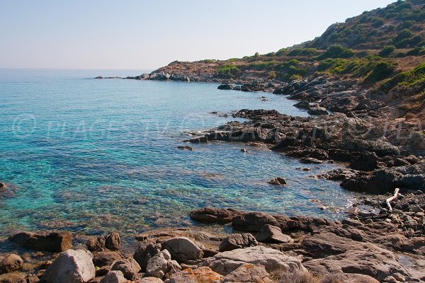 Rocky coast in Cala d'Olivu in Corsica