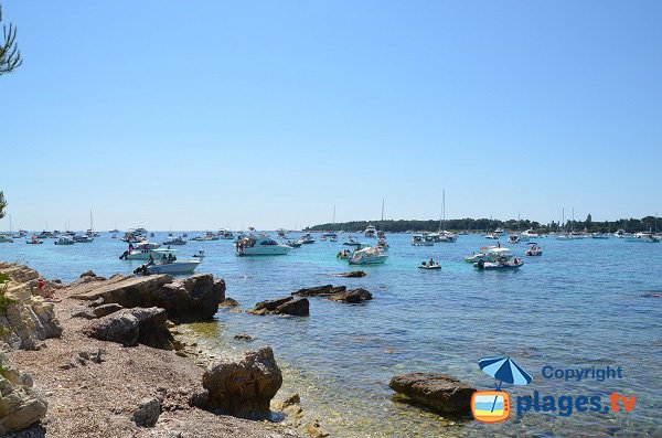 Cove on Ste Marguerite island with view on St Honorat island