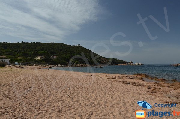 Crique de sable avec vue sur la tour d'Isolella - Dentis