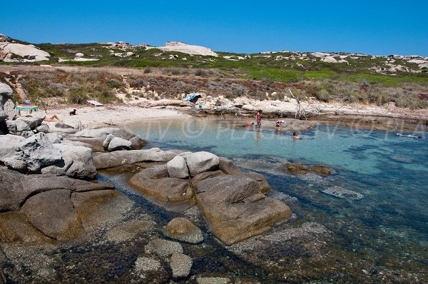 Beach south of Pointe di Spanu in Corsica