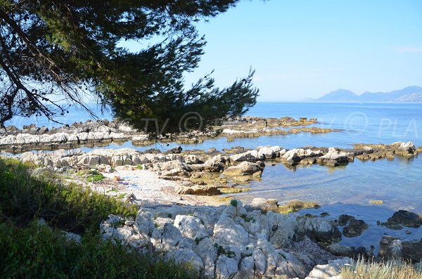 Crique derrière la chapelle de St Caprais sur l'île de Ste Marguerite