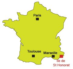 Location of Saint Honorat island - Iles de Lérins