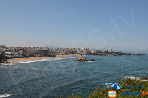 Grande spiaggia di Biarritz vista dal faro