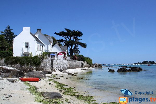 Traditional houses on the Grande beach in Brignogan