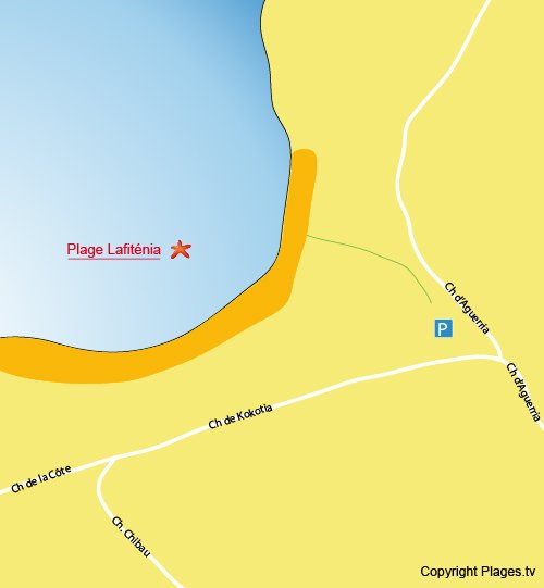 Mappa della Spiaggia di Lafiténia a Saint Jean de Luz