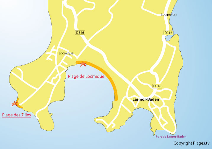 Carte des plages de Larmor-Baden